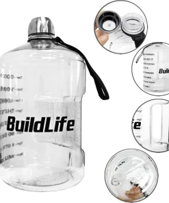 ( 3.8l, Transparent) - BuildLife 3.8l Water Bottle Motivational Fitness Workout with Time Marker/Drink More Daily/Clear BPA-Free/Large 3790ml 2160ml 1270ml