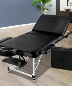 Zenses 75cm Portable 3 Fold Aluminium Massage Table Therapy Beauty Waxing Bed