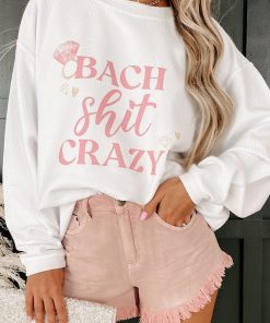 "Bach Shit Crazy" Corded Graphic Crewneck (White) - Print On Demand