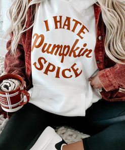 "I Hate Pumpkin Spice" Graphic Hoodie (White) - Print On Demand