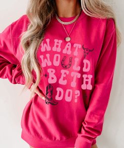 "What Would Beth Do" Graphic Crewneck (Hot Pink/Light Pink) - Print On Demand