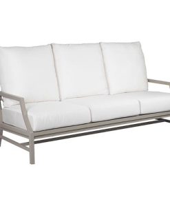 Zeth Industrial Loft Grey Aluminum White Upholstered Outdoor Sofa - 84"W