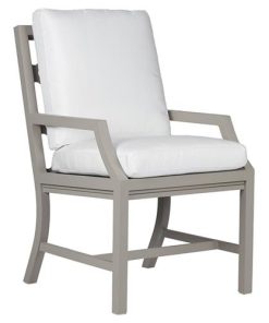 Zeth Industrial Loft Grey Aluminum White Upholstered Outdoor Dining Arm Chair