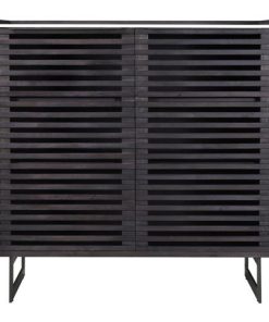 Zayne Industrial Loft White Marble Top Dark Brown Mango Wood Sideboard - Small