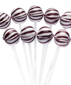 YumJunkie Sassy Spheres Cherry Black Striped Ball Lollipops - Petite: 400-Piece Bag