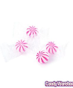 YumJunkie Sassy Spheres Strawberry Pink Striped Candy Balls - Petite: 5LB Bag