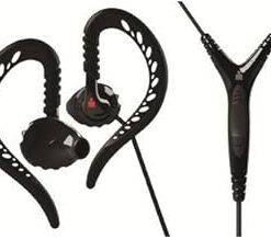 Yurbuds Ironman Focus PRO Behind The Ear Performance Earloop Fit Sport Earphones with 3-Button Control and Mic, Black-10201 - Bulk Packaging