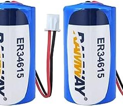 (2 Pack) ER34615 D Cell Lithium Battery 3.6V 1900mAh White Plug
