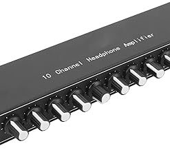 Zopsc Headphone Amplifier, 1 Input 10 Output Stereo Headphone Amplifier, 10 Channel Portable Audio Music Distributor Stereo Audio Amp for Studio and Stage (US Plug)