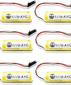 «6 Pack» 3V 1800mAh 1770-XYC Replacement Lithium Battery Compitable for Allen Bradley PLC 1770-XYC/A 1770-XYB 1756-BA1 with Black Plug