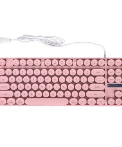 Yunseity 87 Keys Typewriter Mechanical Gaming Keyboard, Colorful Backlit Retro Punk Round Keycaps Keyboard, Anti Ghosting Hot Swap USB Wired Keyboards for Gamers Typists ()