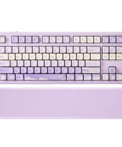 YUNZII B87 Wireless Mechanical Keyboard,QMK/VIA Custom Gaming Keyboard TKL 87 Keys,BT/2.4G/USB-C Hot Swap Keyboard,Gasket Mount RGB Keyboard with Wrist Rest for Win/Mac (Purple, Milk V2)