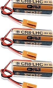 «3 Pack» 2600mAh 3V Non-Rechargeable Lithium Battery Replacement for Fuji fdk cr8-lhc PLC Controller Backup Battery with Brown Plug
