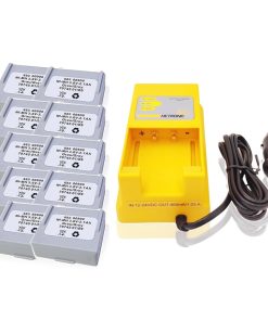 (1 Pack) Input 12-24VDC Out 460mA/1.03mA Hetronic UCH-2 Battery Charger with (10 Pack) 68300900 Battery for Hetronic 68300900 Battery