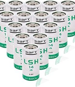 (15 Pack) 3.6V 5800mAh LSH14 Lithium Battery Format C PLC for SAFT LSH14 Battery, Green