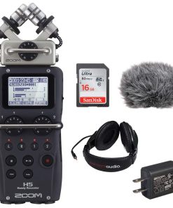 Zoom H5 Handy Recorder Kit with a Custom Windbuster, AD-17 AC Adapter, Closed-Back Stereo Headphones and a 16GB Memory Card
