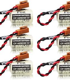 «6 Pack» 3V 1800mAh CR14250SE Non-Rechargeable Lithium Battery Compitable for FDK 1/2AA PLC Battery with Brown Plug
