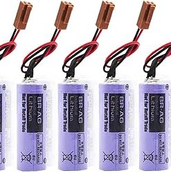 ﹙▷ 5 Pcs ◁﹚BR-AG 3V 1800mAh Battery with Brown Plug for BR-AG 3V Non-Rechargeable Lithium Battery