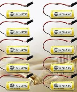 (10-Pack) 3V 1800mAh 1770-XYC Replacement Lithium Battery for Allen Bradley PLC 1770-XYC/A 1770-XYB 1756-BA1 with Black Plug