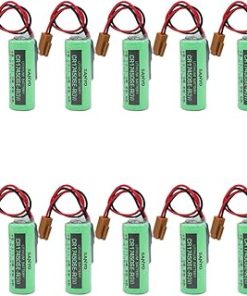(10 Pack) 3V 2500mAh CR17450SE-R PLC Non-Rechargeable Lithium Battery Compitable for FANUC A98L-0031-0012 CNC System with Brown Plug