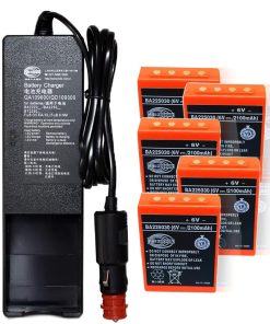 (1 Pack) DC 10V-30V QA109600/ QD109300 Charger with (5 Pack) 6V 2100mAh BA225030 HBC Radiomatic Ni-Mh Rechargeable Battery for HBC Radiomatic BA225030 Battery Charger