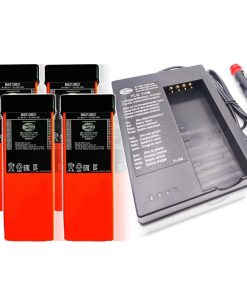 (1 Pack) QA115600/QD115300 FLG-110B Battery Charger with (4 Pack) 6V 2100mAh HBC BA213020 Ni-Mh Battery Compitable for BA213020 BA214061 FUB10AA HBC Crane Remote Control Pump Truck Battery