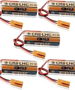 «5 Pack» 2600mAh 3V Non-Rechargeable Lithium Battery Replacement for Fuji fdk cr8-lhc PLC Controller Backup Battery with Brown Plug