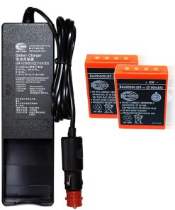 (1 Pack) DC 10V-30V QA109600/ QD109300 Charger with (2 Pack) 6V 2100mAh BA225030 HBC Radiomatic Ni-Mh Rechargeable Battery for HBC Radiomatic BA225030 Battery Charger