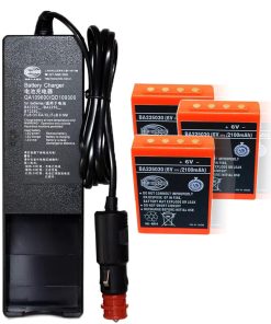 (1 Pack) DC 10V-30V QA109600/ QD109300 Charger with (3 Pack) 6V 2100mAh BA225030 HBC Radiomatic Ni-Mh Rechargeable Battery for HBC Radiomatic BA225030 Battery Charger