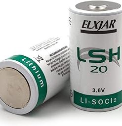 (2-Pack) 3.6V 13Ah LSH20 D Size Lithium Thionyl Chloride Battery, Raised Positive and Flat Negative