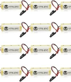 (12 Pack) 3V 1800mAh 1770-XYC Replacement Lithium Battery for Allen Bradley PLC 1770-XYC/A 1770-XYB 1756-BA1 with Black Plug