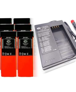 (1 Pack) QA115600/QD115300 FLG-110B Battery Charger with (6 Pack) 6V 2100mAh HBC BA213020 Ni-Mh Battery Compitable for BA213020 BA214061 FUB10AA HBC Crane Remote Control Pump Truck Battery