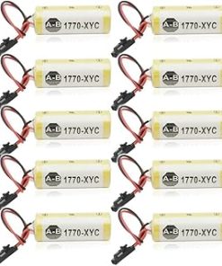 (10 Pack) 3V 1800mAh 1770-XYC Replacement Lithium Battery for Allen Bradley PLC 1770-XYC/A 1770-XYB 1756-BA1 with Black Plug