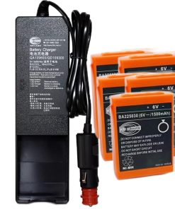 (1 Pack) DC 10V-30V QA109600/ QD109300 Charger with (5 Pack) 6V 1500mAh BA225030 HBC Radiomatic Ni-Mh Rechargeable Battery for HBC Radiomatic BA225030 Battery Charger