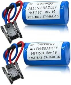 «2 Pack» 3V 1200mAh 1756-BA1 Non-Rechargeable Disposable Lithium Battery Compitable for Allen Bradley 1756-BA1 for Allen Bradley Replacemen Battery, blue