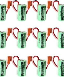 (12 Pack) 3V 1800mAh PLC Replacement Battery for SANYO CR17335SE-R CR17335 FANUC CNC with Plug, Green