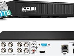 ZOSI H.265+ 5MP 3K Lite 8 Channel CCTV DVR Recorder, AI Human Vehicle Detection, Alert Push, Hybrid Capability 4-in-1(Analog/AHD/TVI/CVI) Full 1080p HD Surveillance DVR for Security Camera (1TB HDD)
