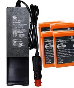 (1 Pack) DC 10V-30V QA109600/ QD109300 Charger with (4 Pack) 6V 1500mAh BA225030 HBC Radiomatic Ni-Mh Rechargeable Battery for HBC Radiomatic BA225030 Battery Charger