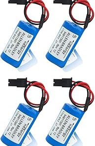 «4 Pack» 3V 1800mAh 1756-BA2 PLC Lithium Battery Compitable for Allen Bradley 1756-BA2 BR2/3A-AB 1745-B1 Battery, Blue