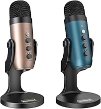 ZealSound USB Condenser Microphone k66g Gold and k66t Teal Bundle