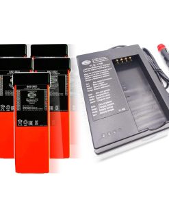 (1 Pack) QA115600/QD115300 FLG-110B Battery Charger with (5 Pack) 6V 2100mAh HBC BA213020 Ni-Mh Battery Compitable for BA213020 BA214061 FUB10AA HBC Crane Remote Control Pump Truck Battery