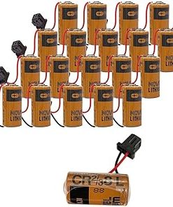 (20-Pack) 2000mAh CR2/38.L 3V Battery Compatible for Fuji CR2/3 8.L 3V PLC Lithium Battery FDK CR2/38.L with Black Head CR-2/3 8.L
