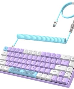 ZIYOU LANG RK-T8 Wired 65% Mechanical Gaming Keyboard with RGB LED Backlit Anti-ghosting TKL Mini 68 Key Custom Coiled C to A Cable Tactile Blue Switch for PS4 PS5 Xbox PC Mac Gamer(Lavender)