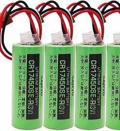 «4 Pack» 3V 2500mah CR17450SE-R Non-Rechargeable Lithium Battery with Brown Plug for FANUC A98L-0031-0012 CNC System