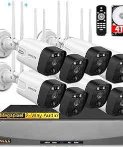 (2-Way Audio & PIR Detection) Dual Antennas Outdoor Wireless Security Camera System 5.5MP Wi-Fi Video Surveillance