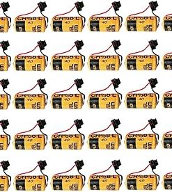«30 Pack» 3V 2000mAh CR2/38. L Battery Replacement for Fuji CR2/3 8. L 3V PLC Lithium Battery FDK CR2/38. L with Black Plug CR-2/3 8. L, brown