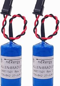 (2-Pcs) 1756-BA2 3.0V 1200mAh PLC Battery Replacement for Allen Bradley 1756-BA2 BR2/3A-AB 1745-B1 94811501 1756-L1 PLC Control Battery (3.0 Volt, 1.2 Ah, Non-rechargrable)