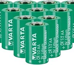 «10 Pack» 3V 950mAh CR1/2AA Non-Rechargeable Lithium Battery for VARTA CR1/2AA Series Battery, green