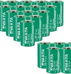 «20 Pack» 3V 950mAh CR1/2AA Non-Rechargeable Lithium Battery for VARTA CR1/2AA Series Battery, green