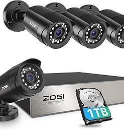 ZOSI 3K Lite Security Camera System with AI Human Vehicle Detection,H.265+ 8CH HD TVI Video DVR Recorder with 4X HD 1920TVL 1080P Indoor Outdoor Weatherproof CCTV Cameras,Remote Access,1TB Hard Drive